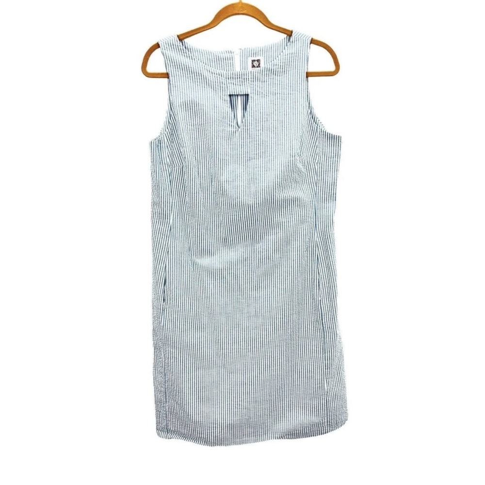 Seersucker Shift Dress, Triangle Cutout, Pockets, Anne Klein NWOT